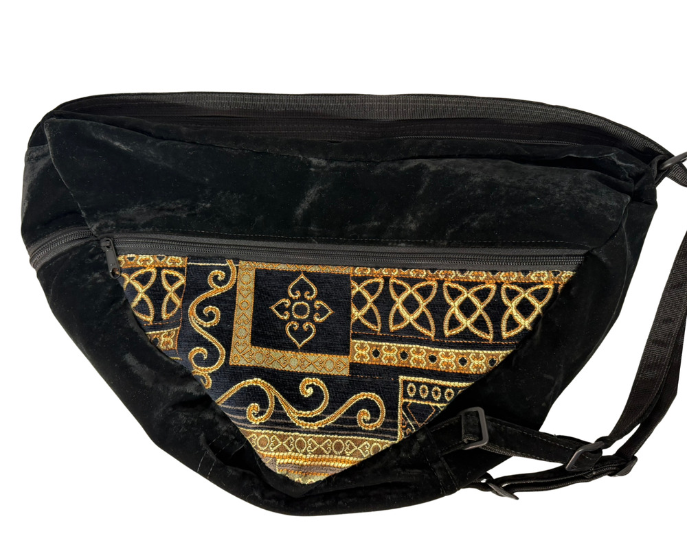 Inspiration Bag Montana Threads Black Gold Velvet Convertible Purse-Backpack